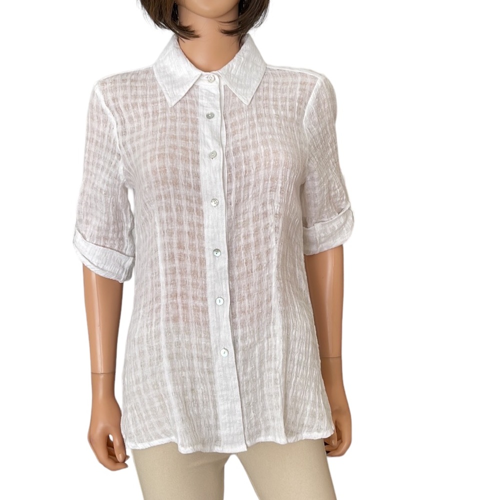 NWOT Vintage Harve Benard white 100% linen blouse